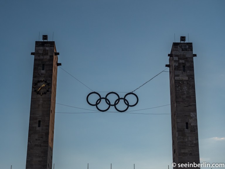 Olympic Stadium in Berlin during sunset