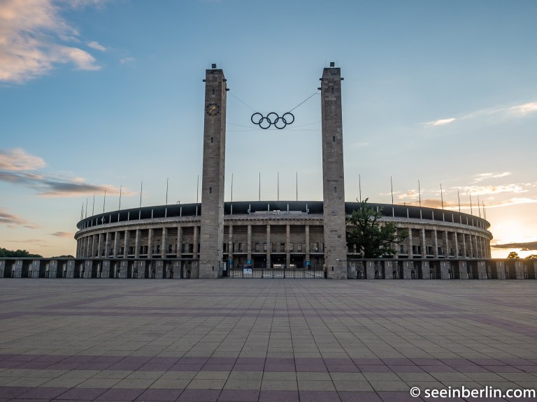 Olympic Stadium in Berlin during sunset
