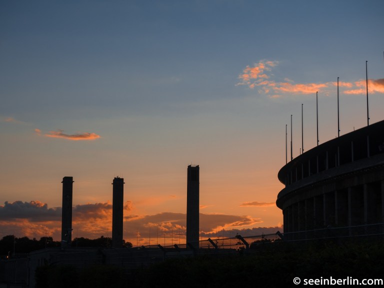 Olympic Stadium in Berlin during sunset